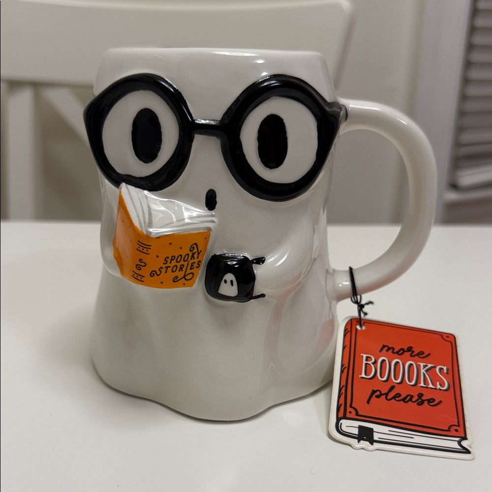 Sunday Morning Reading Ghost Mug with Glasses